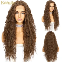 krismile t part lace front 10 color kinky curly middle part synthetic wigs for women high temperature party cosplay daily hair
