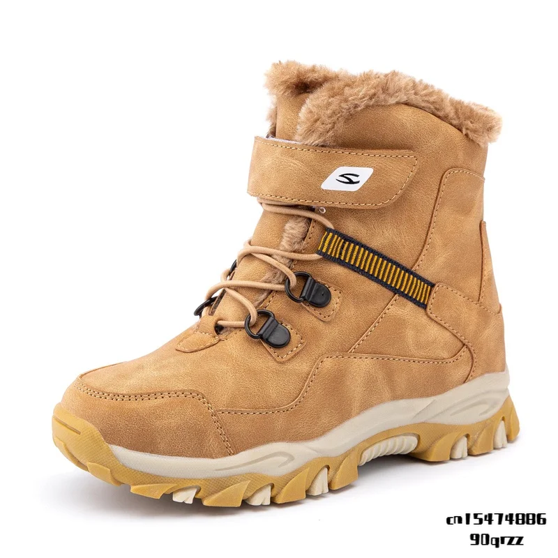 

Зимние Детские теплые ботинки, меховая обувь, кроссовки для мальчиков, резиновая обувь для пешего туризма, новинка 2022, детская обувь, Водоне...