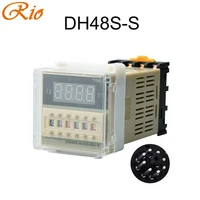 high quality dh48s s dh48s 1z dh48s 2z 2zh relay repeat cycle time relay timer with socket 220v 110v 24v 12v alternative h5cn
