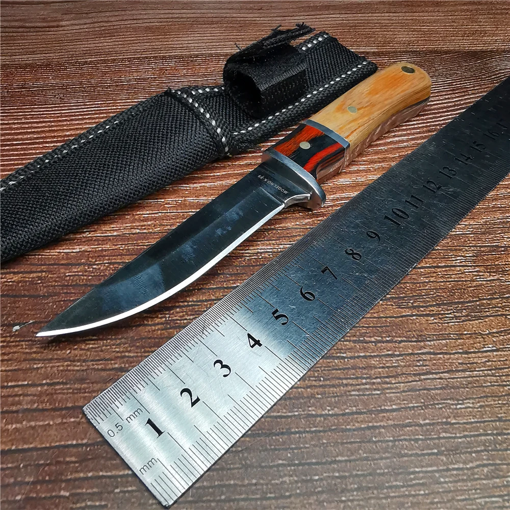 Прямой нож с деревянной ручкой лезвие из нержавеющей стали острый и прочный для
