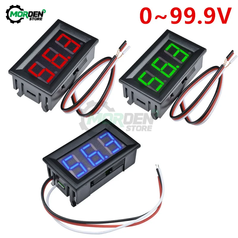 

0.56" DC 0-100V Mini LED Display Digital Voltmeter Gauge Voltage Tester 3 Wires Volt Panel Meter Red/Blue/Green