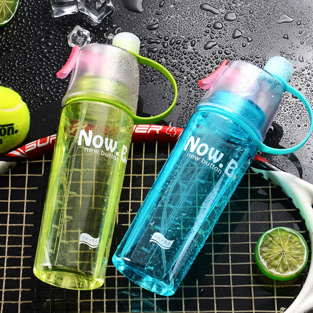 

600ML Sport Water Bottle Leak Proof For Girl Gym Fitness Portable Water Bottles with Handle Lanyard Mist Spray Cup Water Bottles