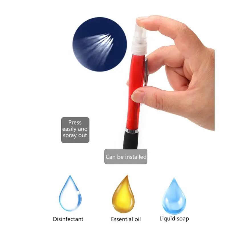 

5Pcs Spray Ballpoint Pen Disinfectant Pen Plastic Mini Portable Travel Refillable Perfume Bottle
