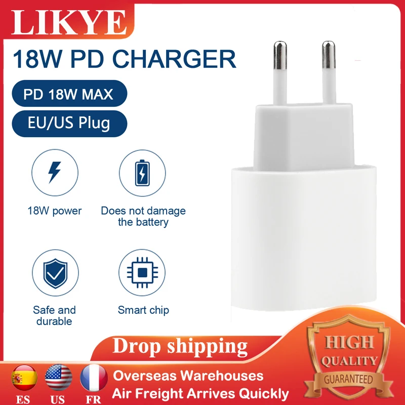 

USB C Charger 18W PD Fast Charger Type C USB Power Adapter Portable Travel EU/US Plug for iPhone 11/XR/XS Max Phone Accessories