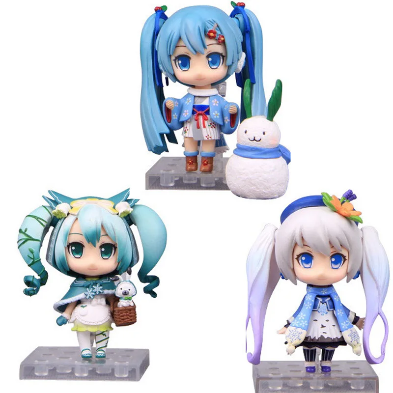 Хацунэ Мику лед снег Сакура Q Volcaloid косплей медведь ПВХ Аниме Фигурки игрушки для
