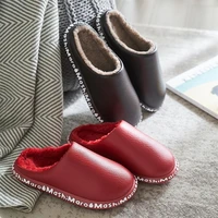 2021 winter warm plush cotton slippers mens non slip waterproof house slippers womens thickened sole soft indoor couple shoes