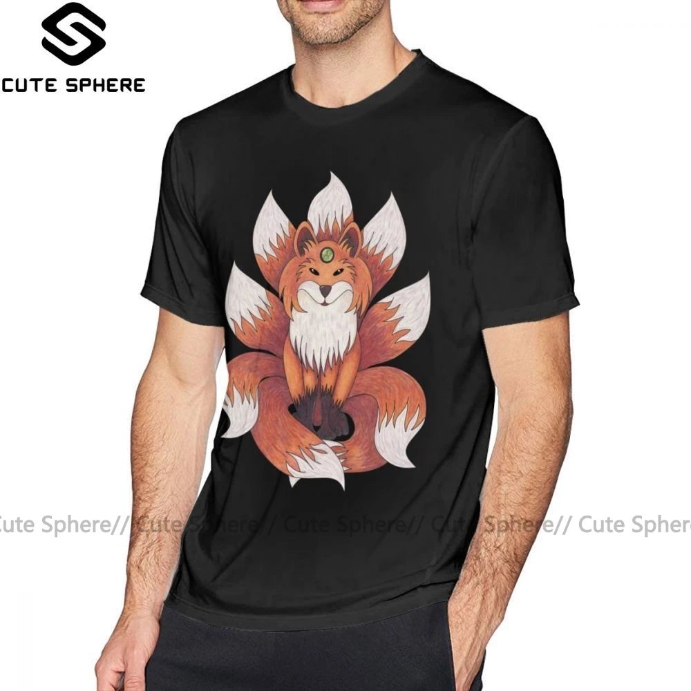 Футболка Kitsune футболка Мужская с коротким рукавом забавная хлопковая Пляжная