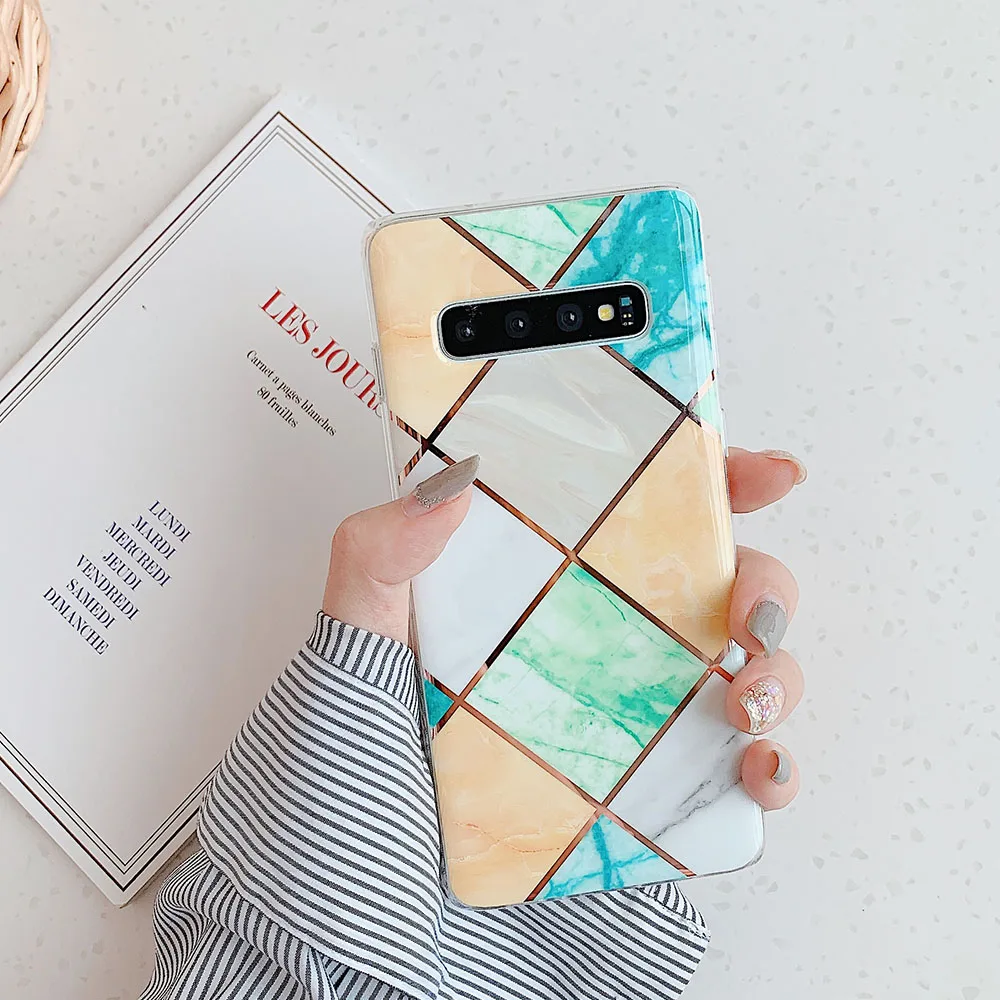 Чехол для телефона с геометрическим рисунком Samsung Galaxy Note 10 Pro S8 S9 S10 Plus S10E мраморный