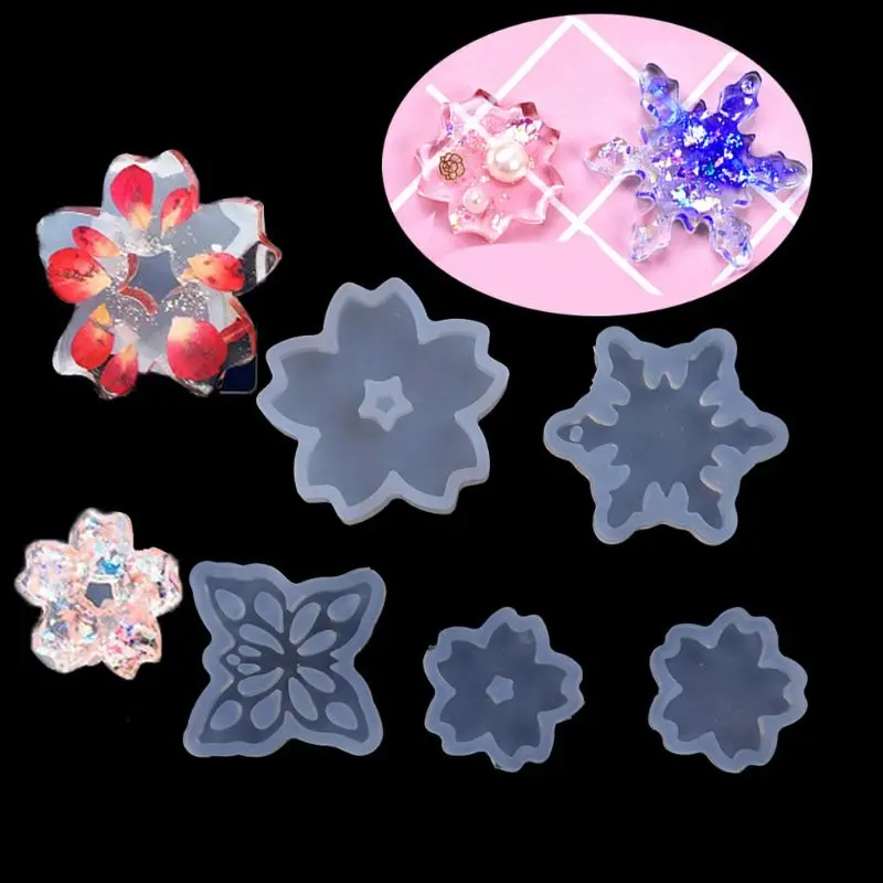 

5 шт. Снежинка Цветок Кулон Комплект пресс-форм смолы литейная вишня в цвету-форма для литья под давлением ювелирные изделия делая инструмен...