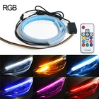 Автомобильные дневные ходовые огсветильник, гибкая Водонепроницаемая светодиодная лента с s сигналом поворота, декоративная лампа RGB с управлением через приложение, 12 В, 2 шт.