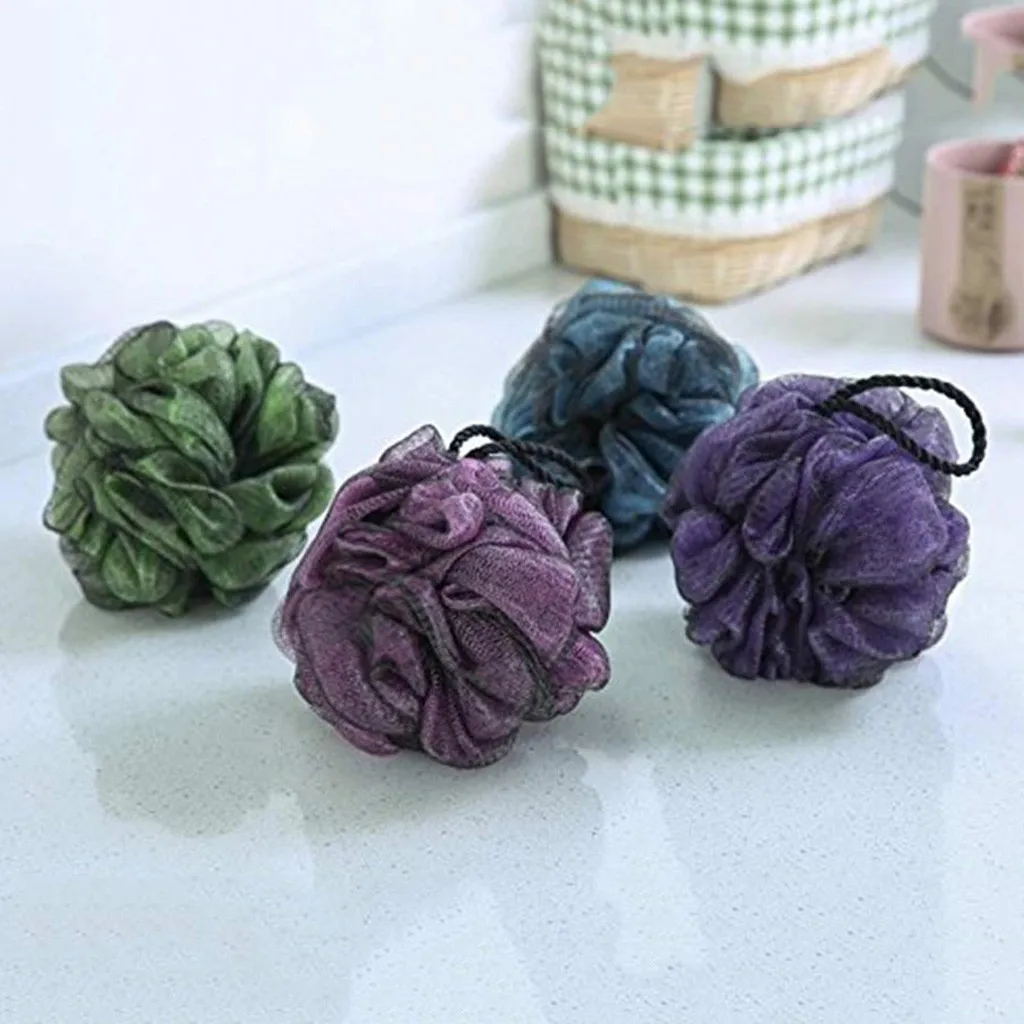 4 шт. губка для душа ванны многоцветная отшелушивающая сетчатая щетка массажная