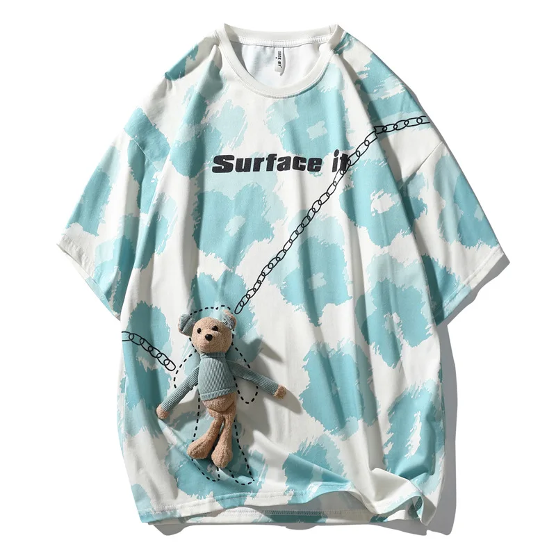 

Summer New Loose Fashion Brand T-shirt Couple plus Size Casual Short-Sleeved T-shirt Printed Doll Bottoming Shirt