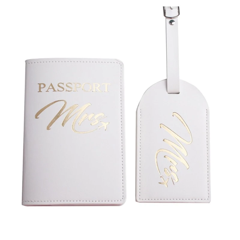 

K5DA Bride Groom Married Wedding Honeymoon Leather Passport Case Holder Travel ID Credit Card Protector for Women Girls