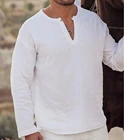 Рубашка Hirigin мужская с V-образным вырезом, блузка с длинным рукавом, однотонная блуза, цвет белый, SMLXLXXL, уличная одежда, весна-осень