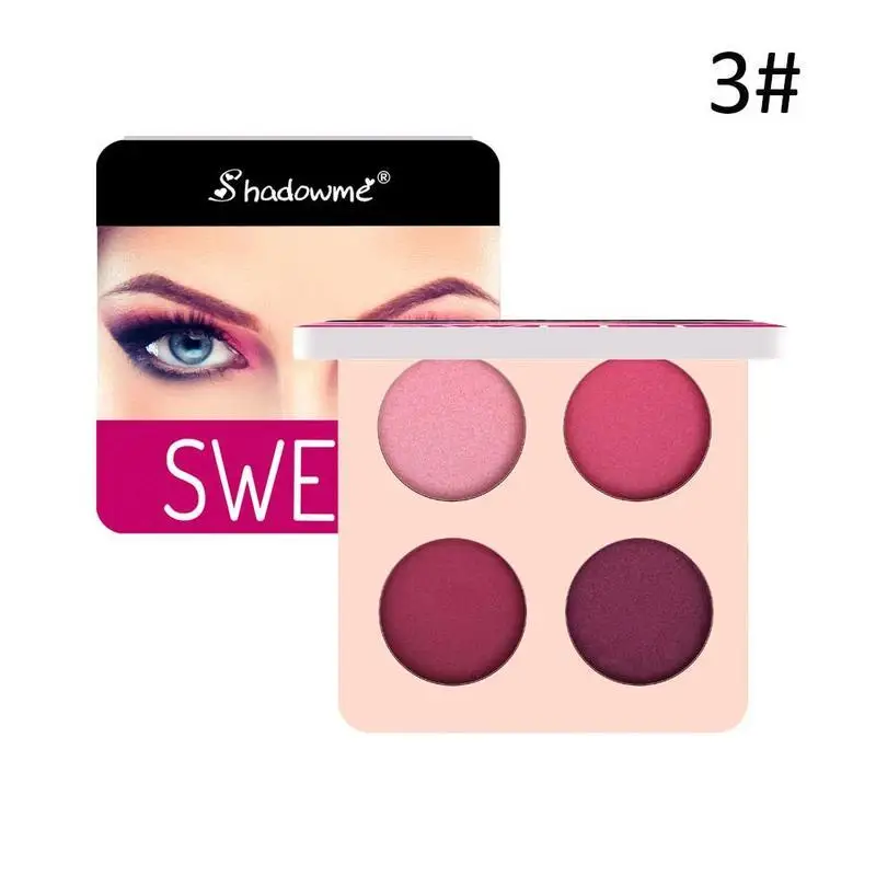 New 4 Color Wine Red Eyeshadow Palette Pressed Shimmer Matte Eye Shadow MakeUp Long-Lasting For Beauty |