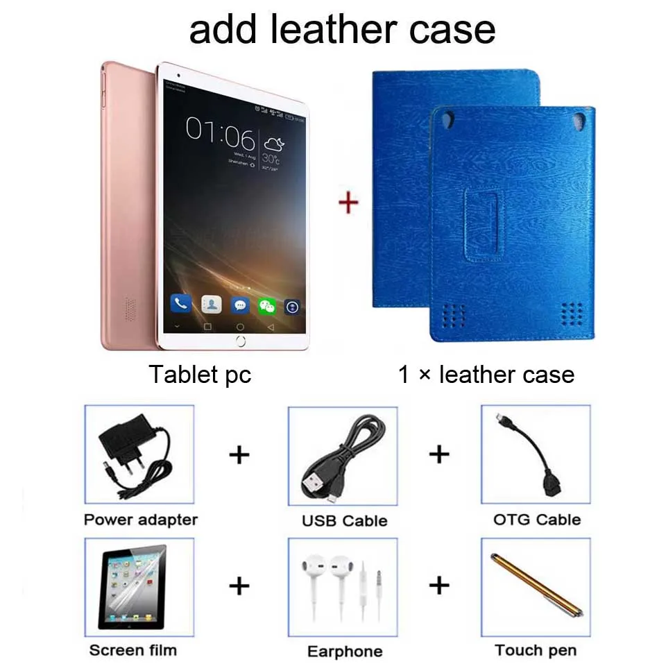 add leather case 9,7 дюймов 3G/4G Телефонный звонок планшет Android планшет 10 дюймов для игр Поддержка WiFi gps планшет ПК 9,7 - Комплект: add leather case