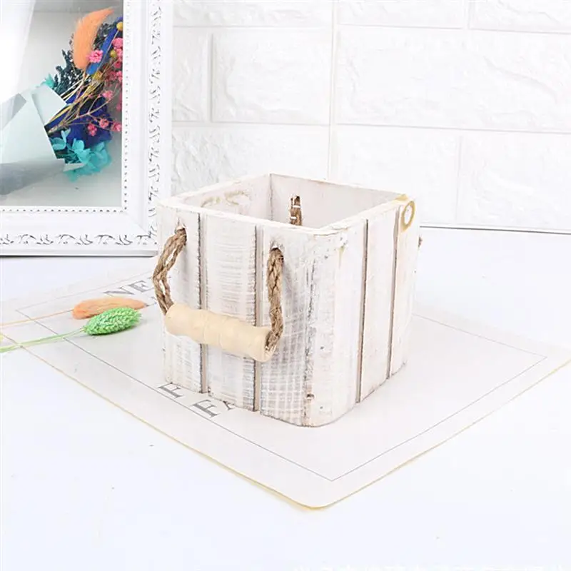 Деревянный цветочный горшок в стиле ретро мини для суккулентов деревянный