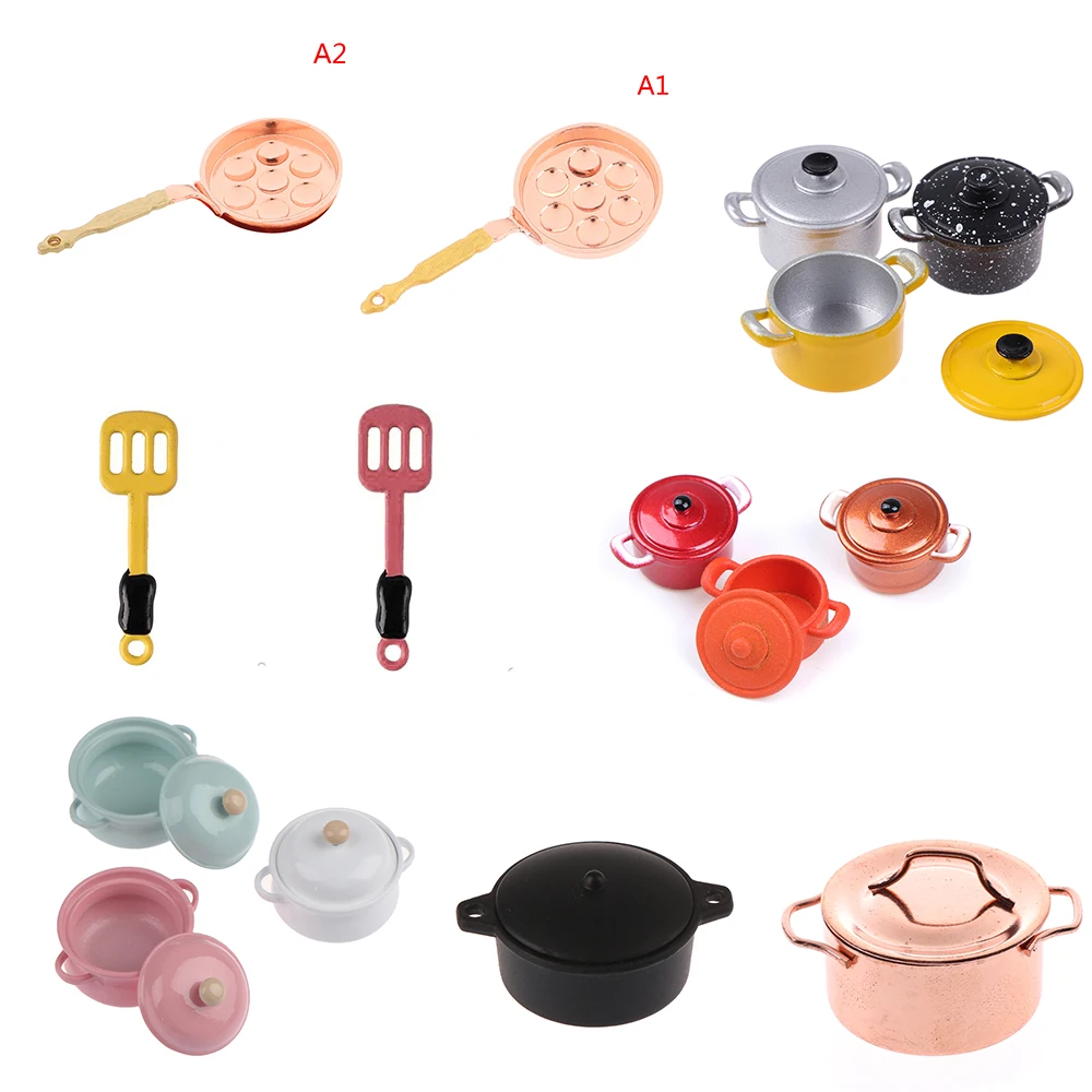 

1/12 Dollhouse Miniature Accessories Mini Metal Soup Pot Hot Pot Simulation Furniture Kitchenware Model Toys for Doll House