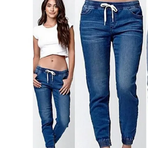 

2019 spring and autumn new pencil pants retro high waist jeans new jeans ladies trousers loose Ccowboy pants XL 5XL 6X