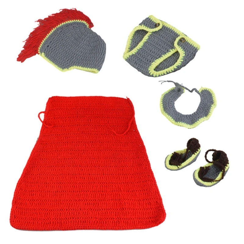 

Toddler Kids Set Knitted Crochet Knight Cool Suit Photography Props For Newborn Baby Handmade Infant Baby Clothes