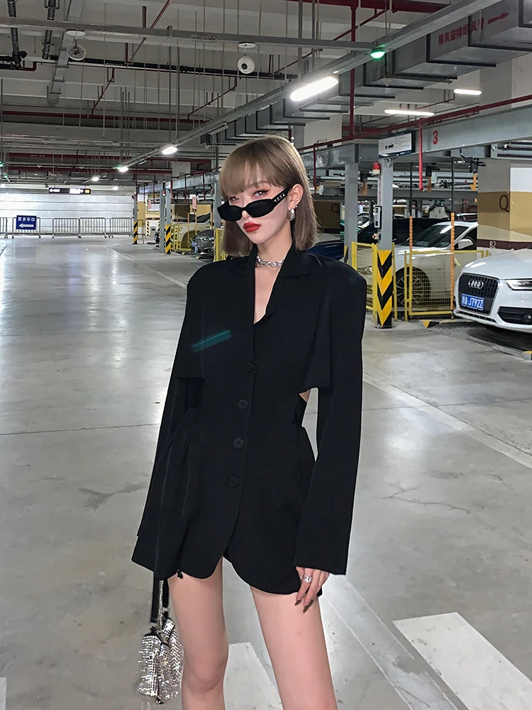 

2020 Summer Solid Back Open Waist Slim A Line Casual Full Dress for Women