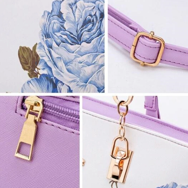 

Chinese Style Floral Printing Women Handbags Shoulder Bags Set Female Practical Composite Bag 6-Piece Set Designer Brand Bolsa
