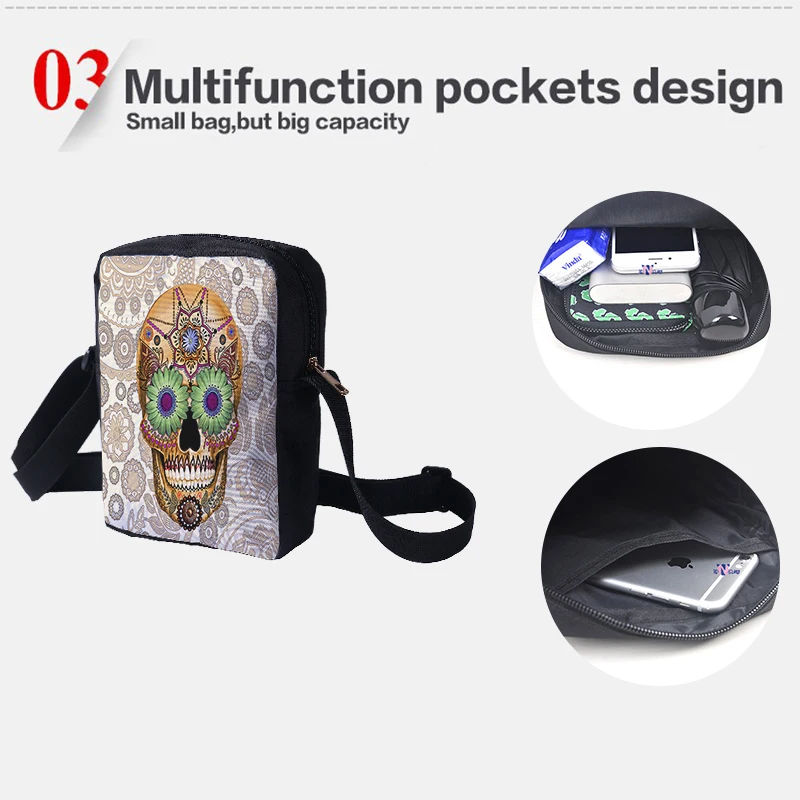 Женская сумка через плечо с принтом скелета на в стиле панк черепом для отдыха |