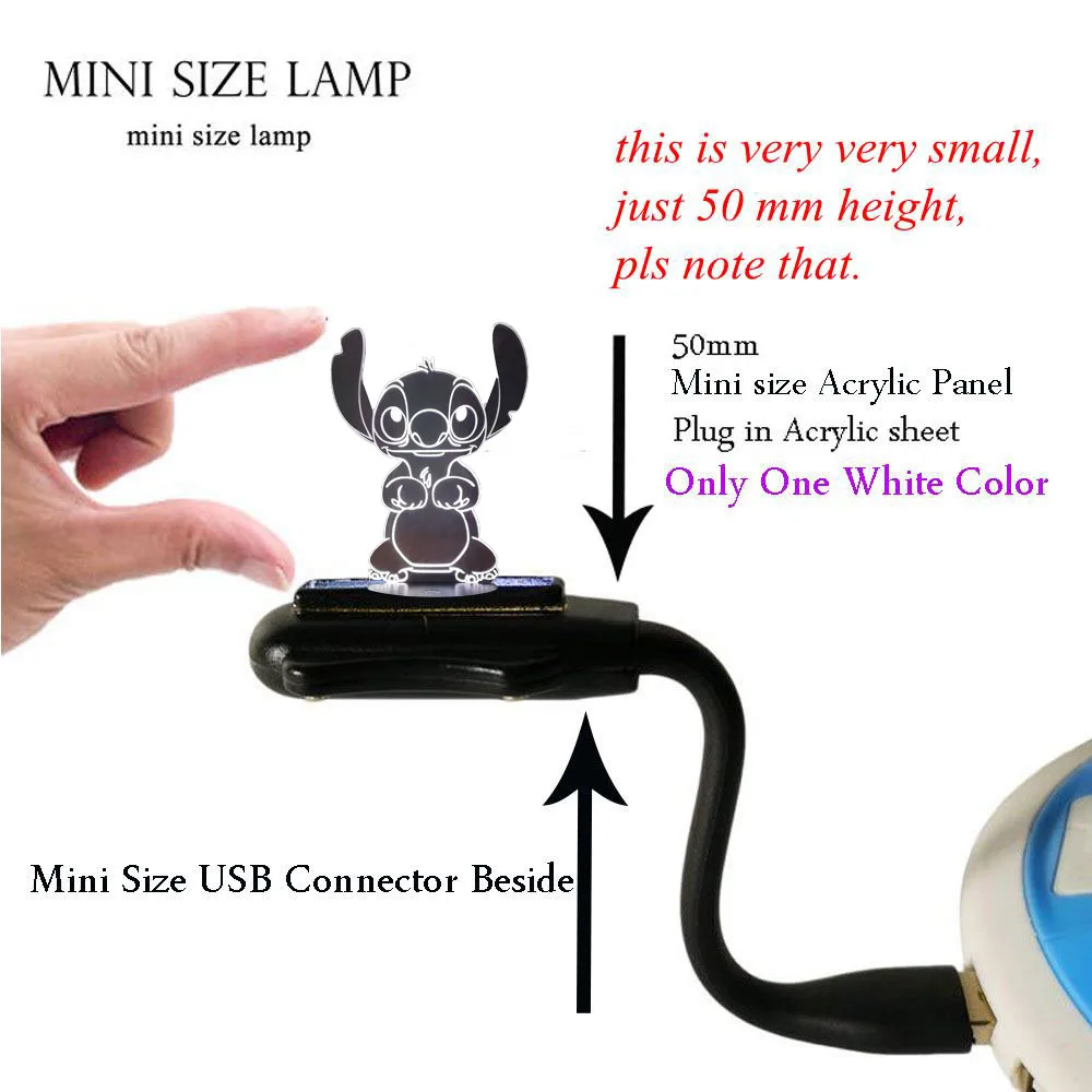MINI USB Lamp Милые Прошитые светодиодный Ночной светильник мультфильм Акриловые RGB многоцветный USB 3D Иллюзия ночной сон лампа лучший подарок на год - Испускаемый цвет: MINI USB Lamp