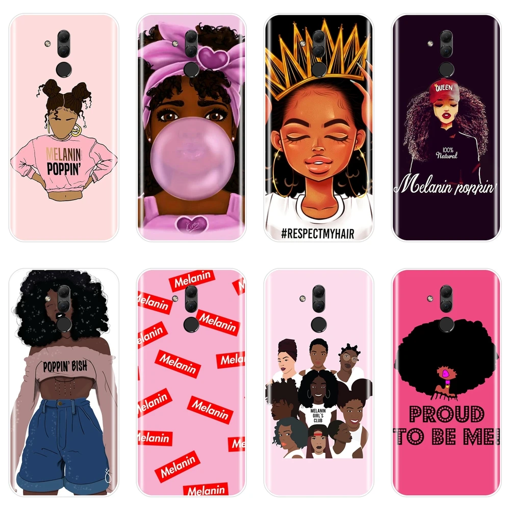 Мягкий чехол для телефона Huawei Mate 20 10 9 Lite, силиконовый поппин меланина, модная задняя крышка для девушек для Huawei Mate 7 8 9 10 Pro