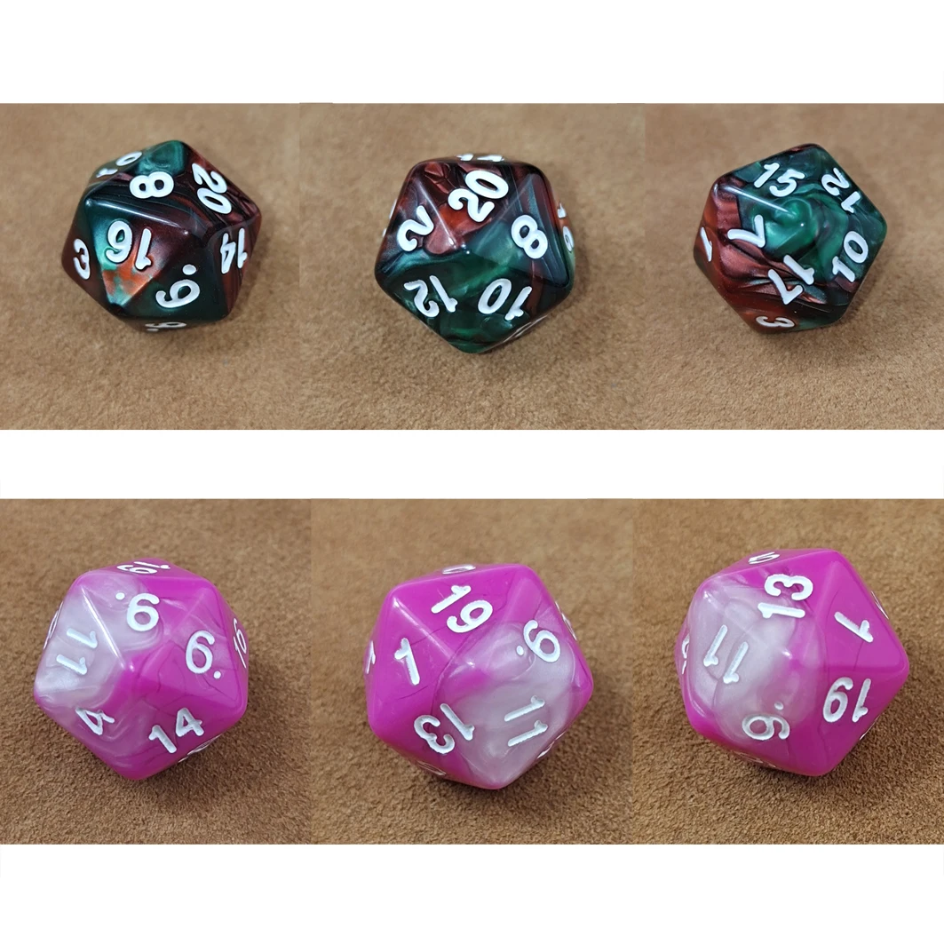 Одинарные D20 игральные кости двухцветные полигедральные двадцать лиц для