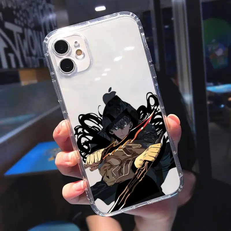 

Anime solo leveling cool black Phone Case Transparent for iPhone 11 12 mini pro XS MAX 8 7 6 6S Plus X 5S SE 2020 XR