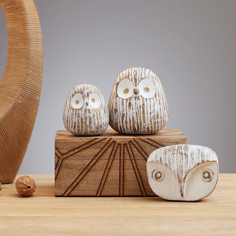 

Nordic Creative Owl Resin Cute Animal Figurines Miniatures Fairy Garden Rustic Vintage Living Room Home Decoration Accessories