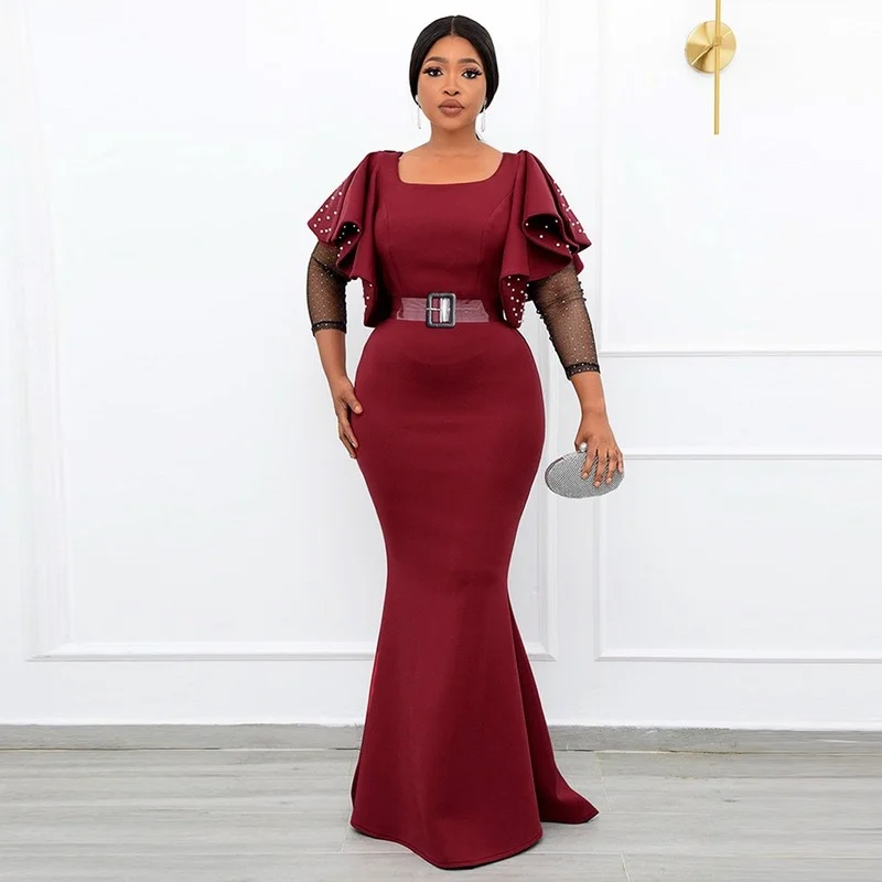 

African Dresses For Women Bodycon Mermaid Sexy Elegant Wedding Dinner Gowns Ankara Ladies Long Dress 2022 New Fashion Robes