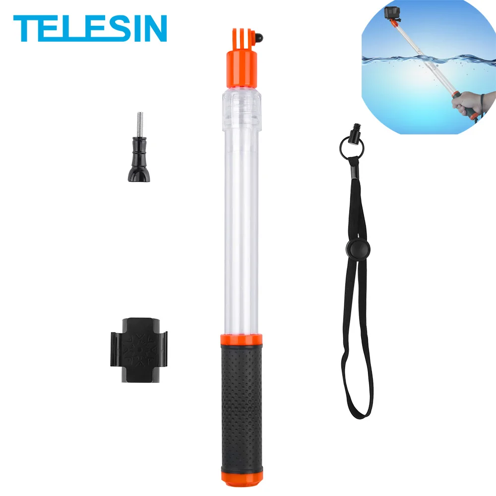 

TELESIN Transparent Handheld Divng Waterproof Selfie Stick Floaty Monopod for GoPro Hero 10 9 8 7 6 5 4 Osmo Action Insta360