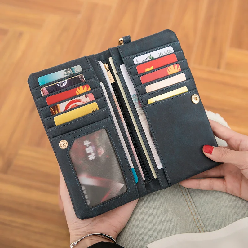 

Leather Retro Long Wallet Woman 2020 Multi-functional Woman's Wallet Carry Bag Zero Wallet