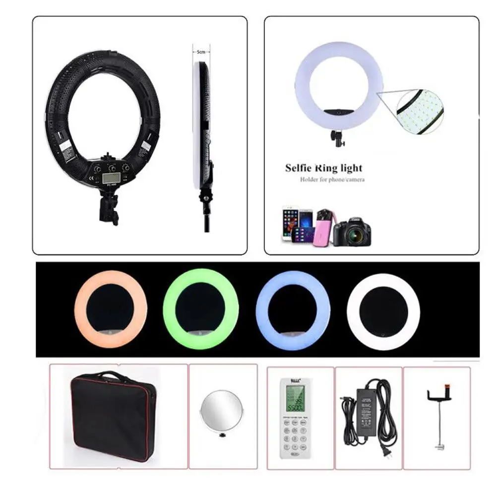 

Yidoblo FC-480 RGB APP Control Ring Light LED Video Light Beauty nail skin Photography Movie Studio Ring lamp +tripod + bag