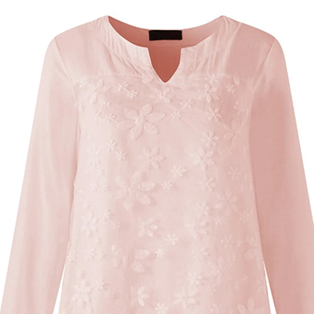 Женская блузка рубашки новинка 2019 однотонная кружевная рубашка с вышивкой и