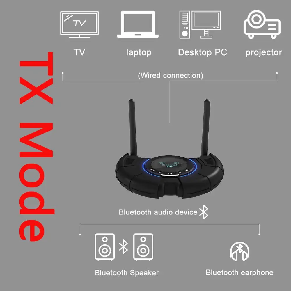 Беспроводной передатчик VAORLO APTX HD Bluetooth 5 0 управление через приложение стерео для