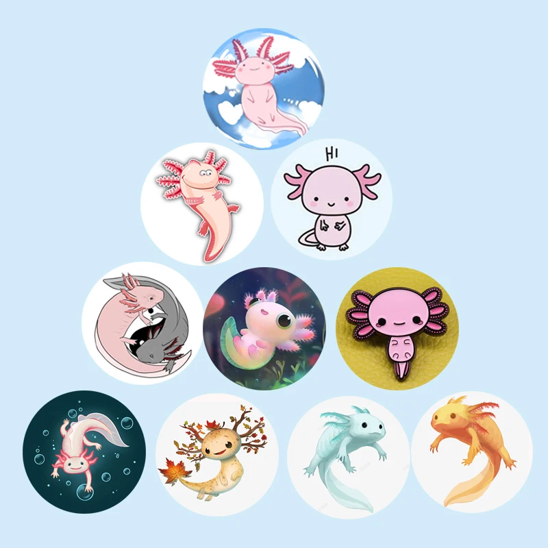 

Основа Axolotl для фотографий, стеклянный кабошон 25 мм/20 мм/14 мм/16 мм, Круглые узоры животных, фурнитура для изготовления ювелирных изделий, аксе...