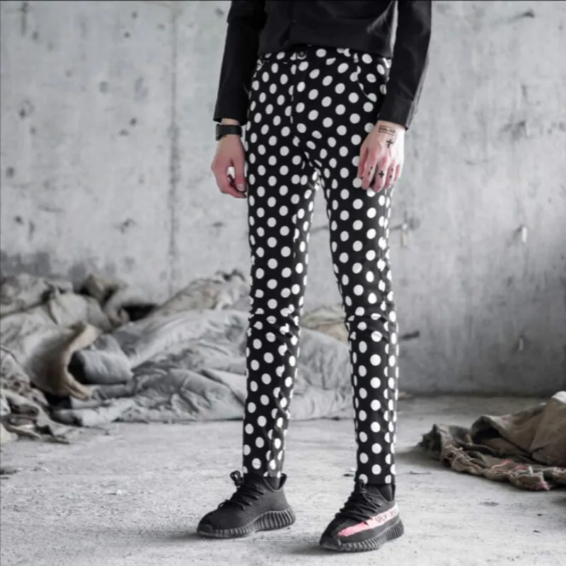 Брюки для ночного клуба певицы штаны выступлений мужские облегающие брюки