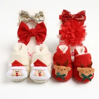 new arrival winter shoes baby boys christmas cartoon shoes set toddler girl warm plush cotton cute shoes socks zapatos bebe