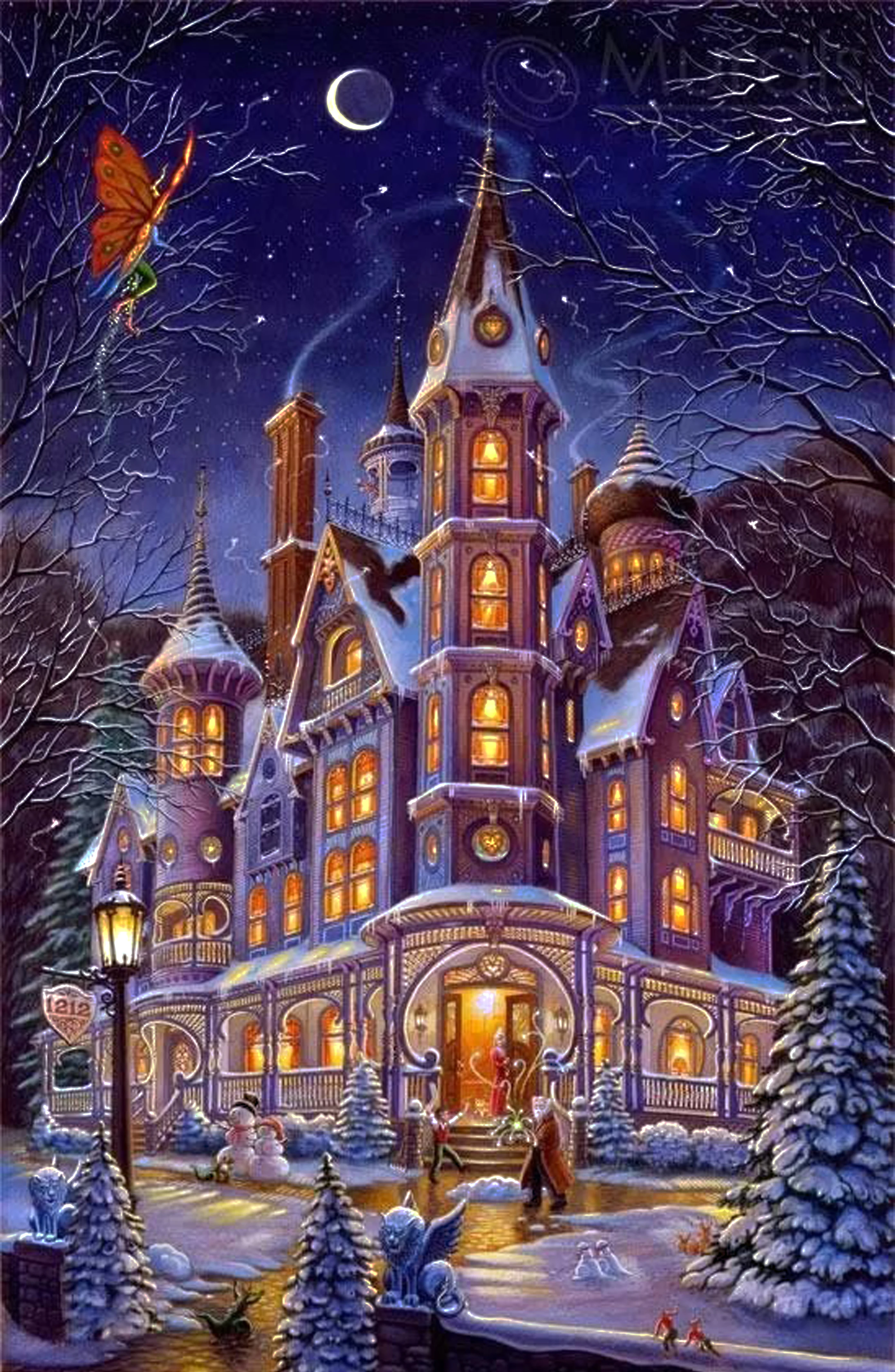 Алмазная мозаика сделай сам картина из круглых страз с светильник кой ночное