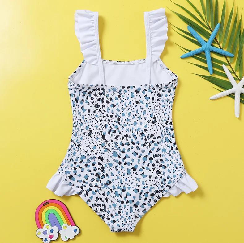 Купальник для девочек новинка 2021 слитный купальник с леопардовым принтом