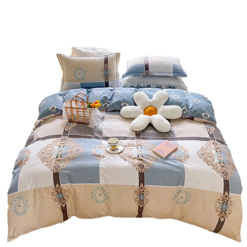 

Ins Cotton Simple Bedding Set for 1.5m/1.8m Bed Duvetcover&2pcs Pillowcase&1sheet Floral Pattern B5