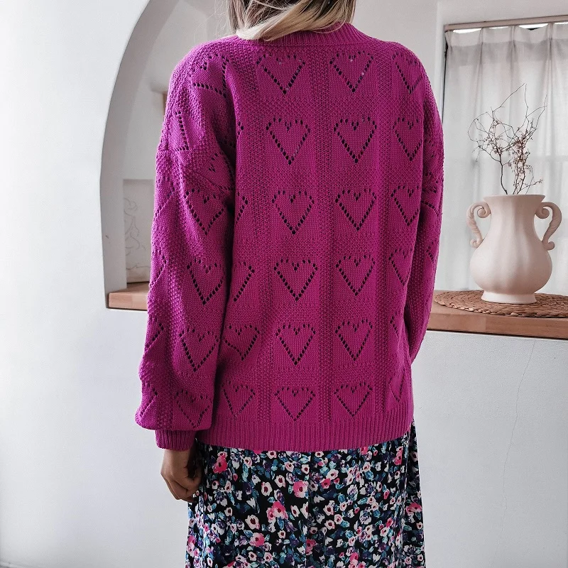 

Winter autumn Vintage Pullovers women Sweater clothes 2020 Slim Solid Color V-neck Hollow-out Loose Knit Sweater women Pullovers