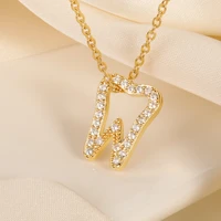 trend zircon tooth pendant necklace for women medical stainless steel chain nurse doctor tooth necklace jewelry gift collar