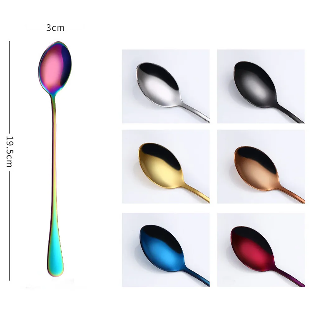 ColorfulSpoon Long Handle Spoons Flatware Coffee Drinking Tools Kitchen Gadget Cocktail Stirring Spoon Tool Dropship109b | Дом и сад