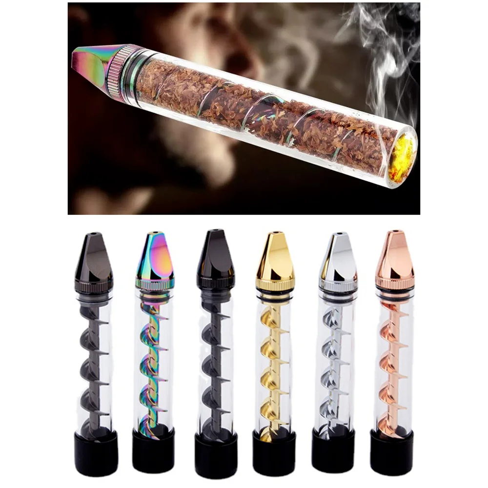 

Tobacco Pipe Portable Glass (5 Colors) Pipes Smoking Grass Mini Second-generation Dry-burning Pipes Spiral Tube Weed Accessories