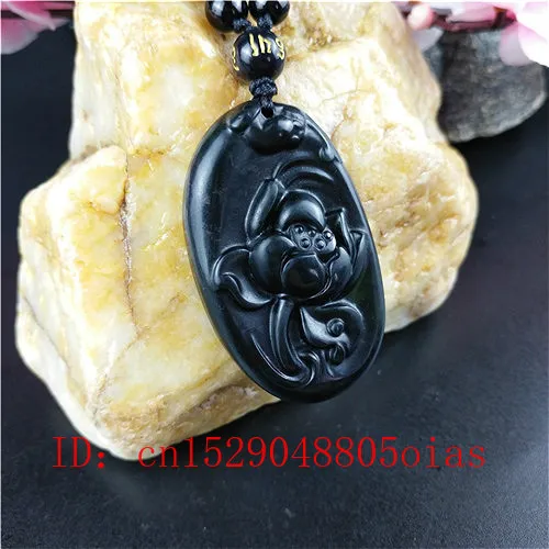 Китайское ожерелье с подвеской из натурального черного и зеленого нефрита