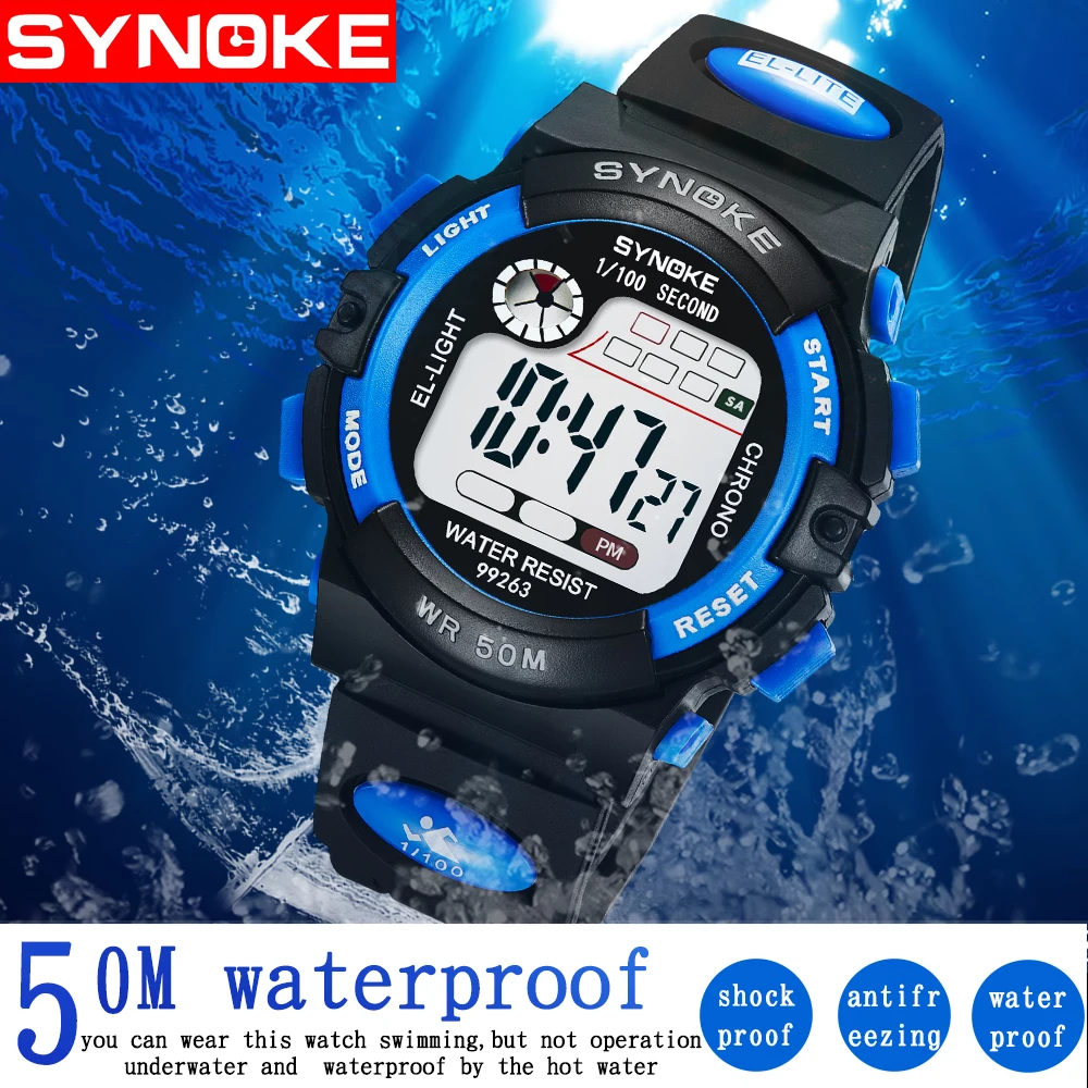 Часы наручные SYNOKE детские электронные водонепроницаемые спортивные с